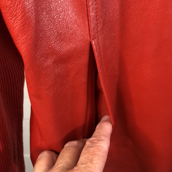 Pendleton Leather Wool Zip Front Jacket Size MP Red Ribbed - Picture 2 of 7